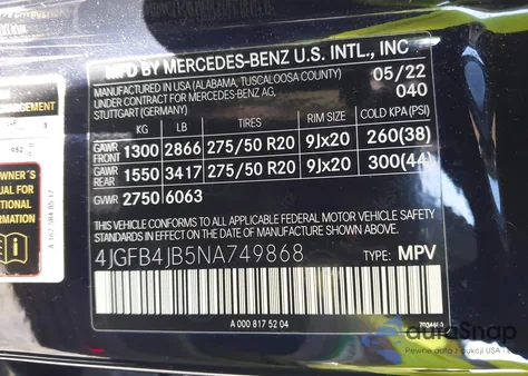 2022 Mercedes-Benz Gle 350 from USA, damaged, VIN 4JGFB4JB5NA749868